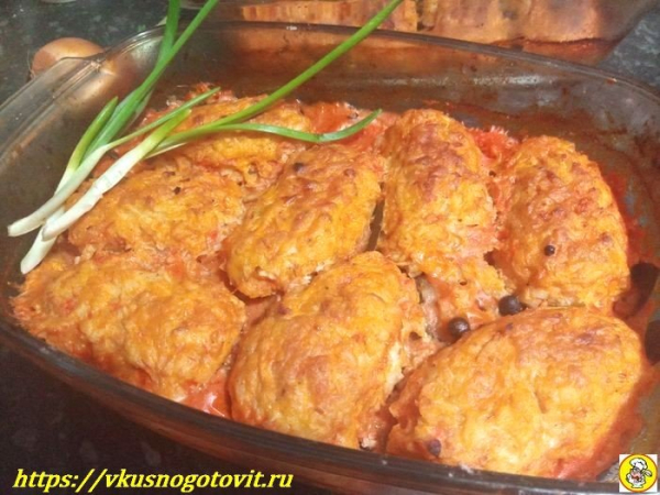 
Ленивые голубцы с капустой рисом и фаршем в духовке	