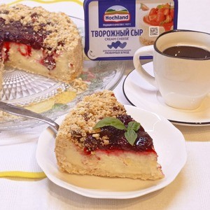 Творожно-ванильный пирог с вишней