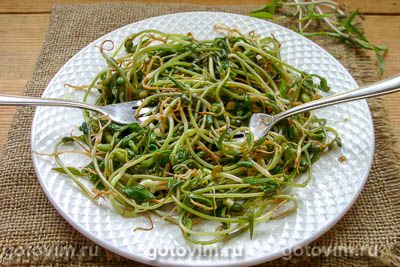 Салат из пророщенного маша с овощами и крабовыми палочками Салат из пророщенного маша с овощами и крабовыми палочками