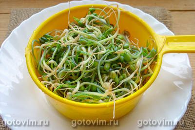 Салат из пророщенного маша с овощами и крабовыми палочками Салат из пророщенного маша с овощами и крабовыми палочками