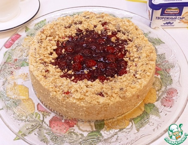 Творожно-ванильный пирог с вишней
