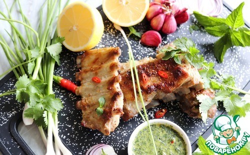 Бараньи рёбрышки с кориандром и мятным соусом