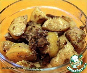 Баранина с жареной айвой в казане Баранина с жареной айвой в казане