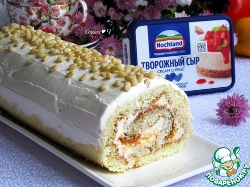 Белковый бисквитный рулет с хурмой