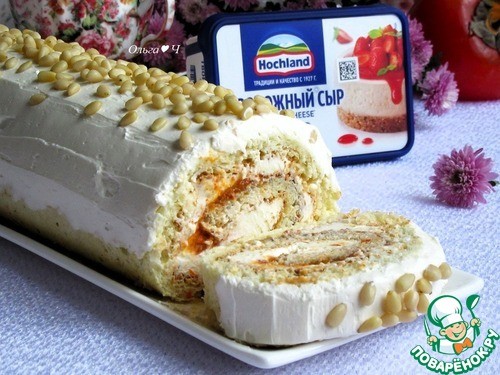 Белковый бисквитный рулет с хурмой