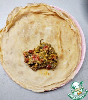 Блинчики фаршированные печенью и овощами