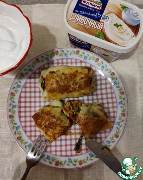 Блинчики фаршированные печенью и овощами