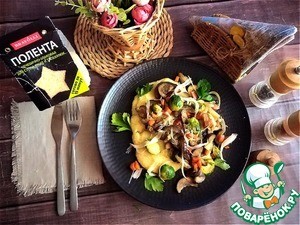 Чечевичная полента с овощами и грибами