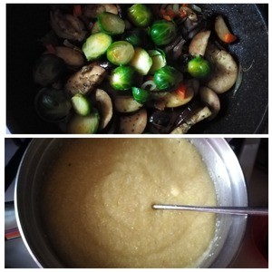 Чечевичная полента с овощами и грибами