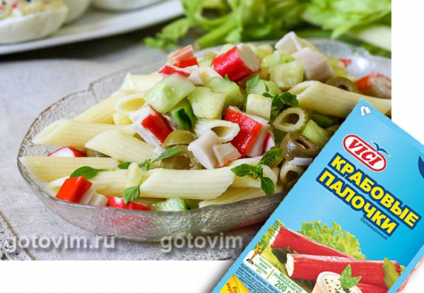 Макаронный салат с крабовыми палочками VIČI Макаронный салат с крабовыми палочками VIČI
