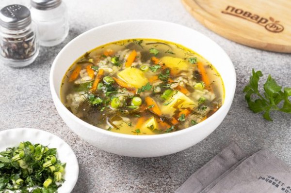 Суп с морской капустой и рисом Суп с морской капустой и рисом