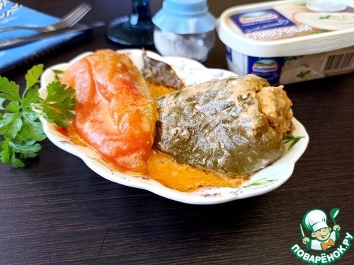 Фаршированные перцы в сырном соусе