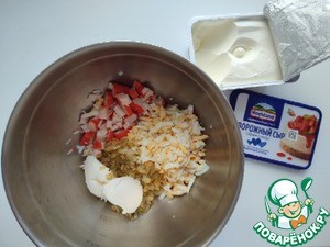 Фаршированный кальмар с творожным сыром