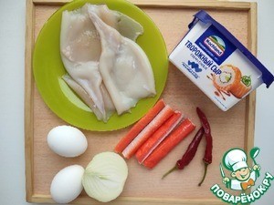 Фаршированный кальмар с творожным сыром