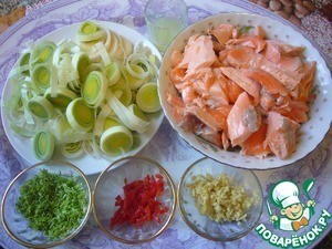 Гратан из форели и лука-порея со сливками