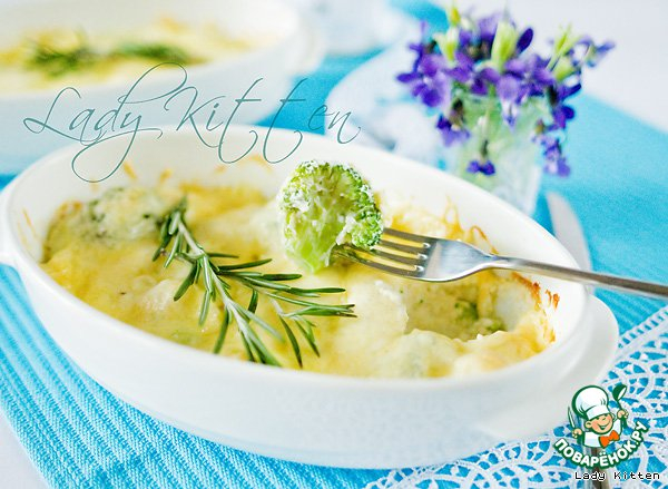 Гратен из брокколи и цветной капусты Гратен из брокколи и цветной капусты