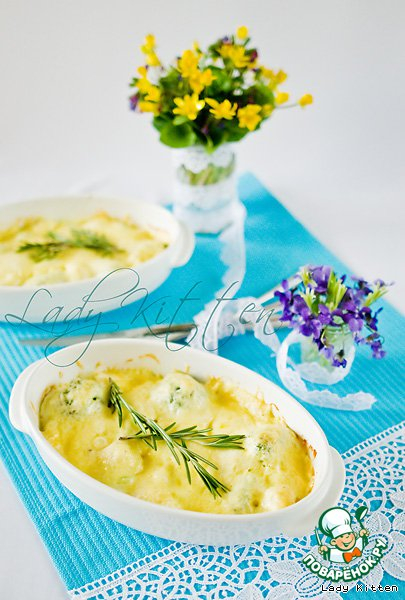 Гратен из брокколи и цветной капусты Гратен из брокколи и цветной капусты