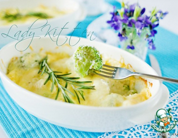 Гратен из брокколи и цветной капусты Гратен из брокколи и цветной капусты