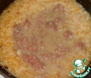 Гратен из фарша и рисовых хлопьев