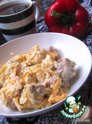 Гратен из лапши сo свининoй Гратен из лапши сo свининoй