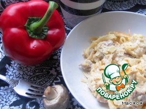 Гратен из лапши сo свининoй Гратен из лапши сo свининoй