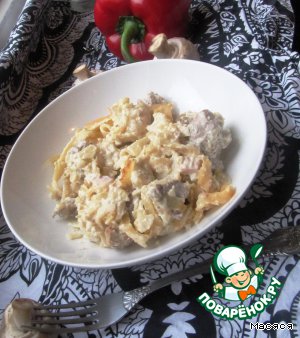 Гратен из лапши сo свининoй Гратен из лапши сo свининoй