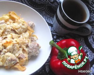 Гратен из лапши сo свининoй Гратен из лапши сo свининoй