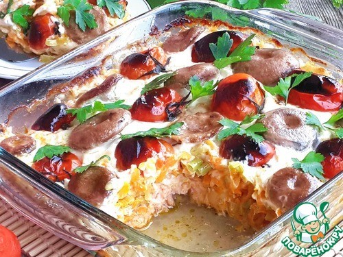 Гратен из лосося с овощами Гратен из лосося с овощами