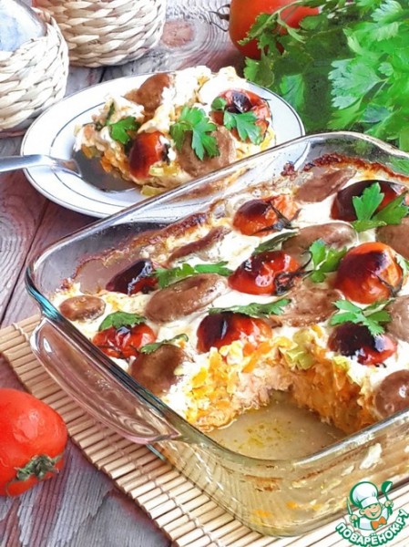 Гратен из лосося с овощами Гратен из лосося с овощами