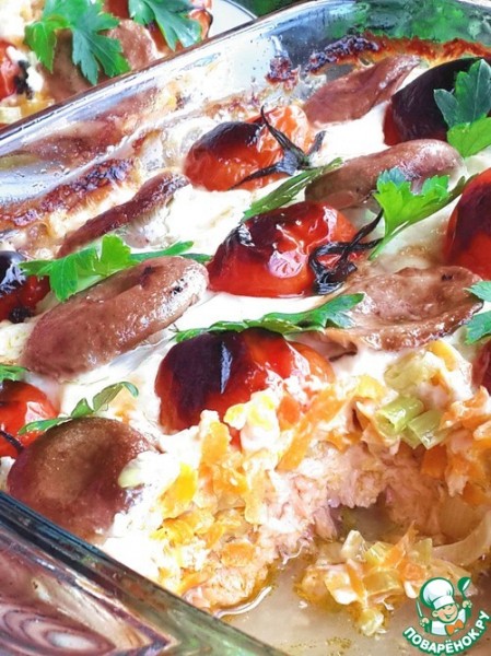 Гратен из лосося с овощами Гратен из лосося с овощами