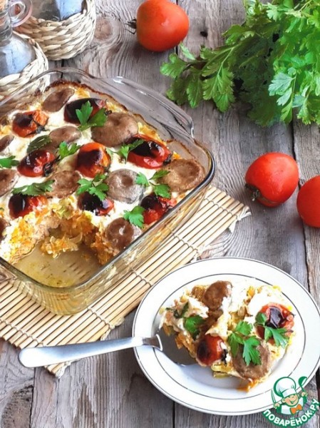 Гратен из лосося с овощами Гратен из лосося с овощами