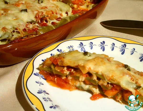 Гратен из стручковой фасоли