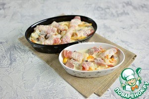 Гратен с цветной капустой, уткой и беконом Гратен с цветной капустой, уткой и беконом