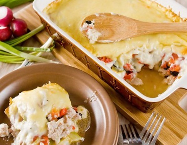 Гратен с фаршем и овощами Гратен с фаршем и овощами