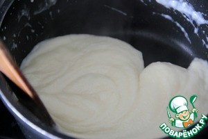 Гратин из картофеля и камбалы под соусом из горгонзолы