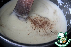 Гратин из картофеля и камбалы под соусом из горгонзолы