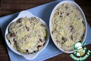 Гратин из картофеля и камбалы под соусом из горгонзолы