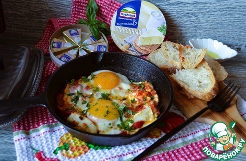 Яичница с плавленым сыром и овощами Яичница с плавленым сыром и овощами