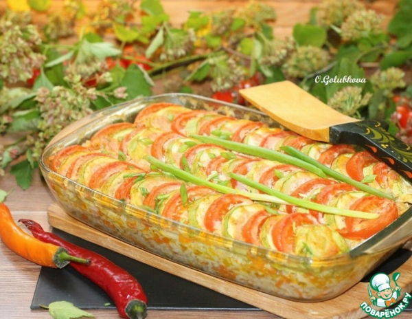 Кабачки, запечённые с фаршем индейки