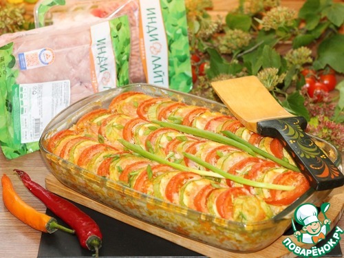 Кабачки, запечённые с фаршем индейки