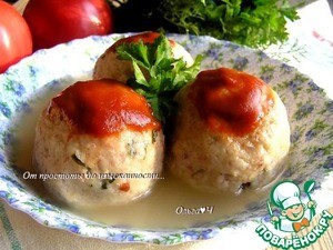 Канедерли из хлеба и колбас в бульоне Канедерли из хлеба и колбас в бульоне