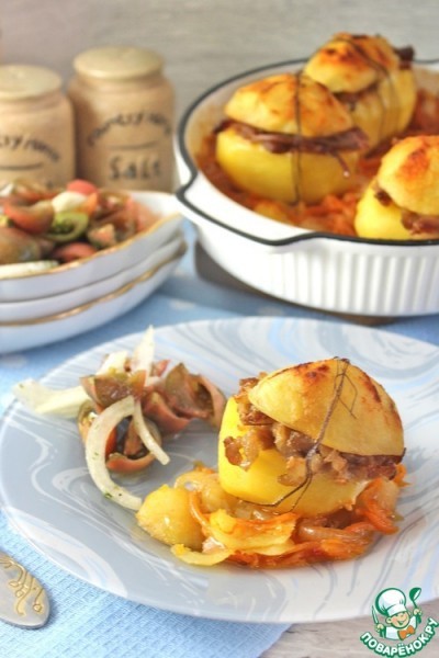 Картофель, фаршированный мясом и сыром Картофель, фаршированный мясом и сыром