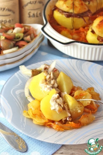 Картофель, фаршированный мясом и сыром Картофель, фаршированный мясом и сыром