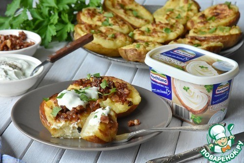 Картофельные шкурки, фаршированные сыром Картофельные шкурки, фаршированные сыром