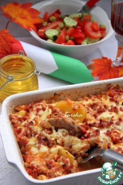 Картофельный гратин со свиной вырезкой