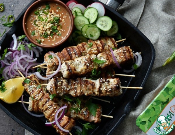 Кокосовые шашлычки из индейки Кокосовые шашлычки из индейки