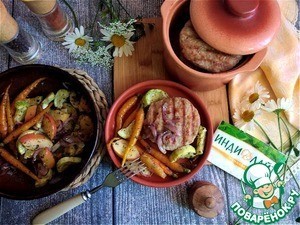 Котлеты из индейки к запечённым овощам Котлеты из индейки к запечённым овощам