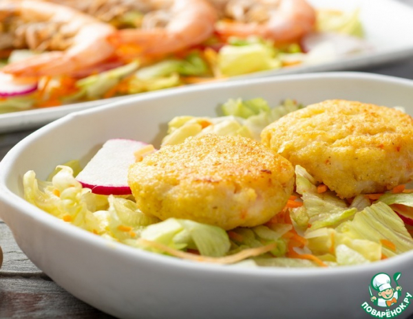 Котлеты из поленты и креветок