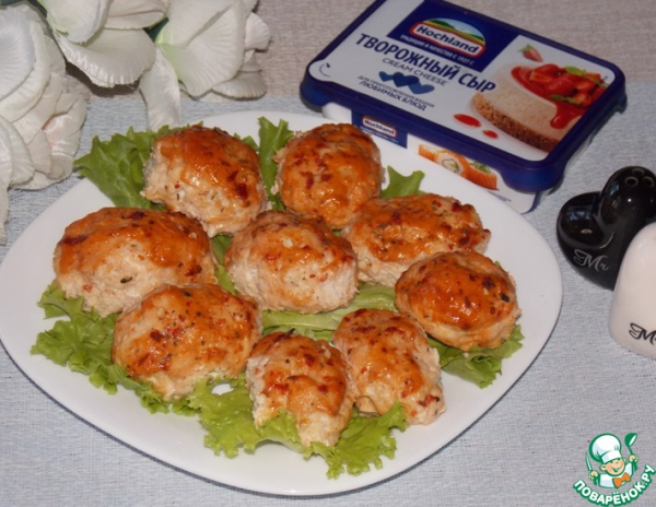Котлеты с творожным сыром в духовке
