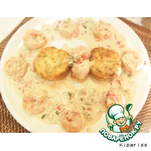 Креветки в сливочном соусе и гратен из цуккини Креветки в сливочном соусе и гратен из цуккини